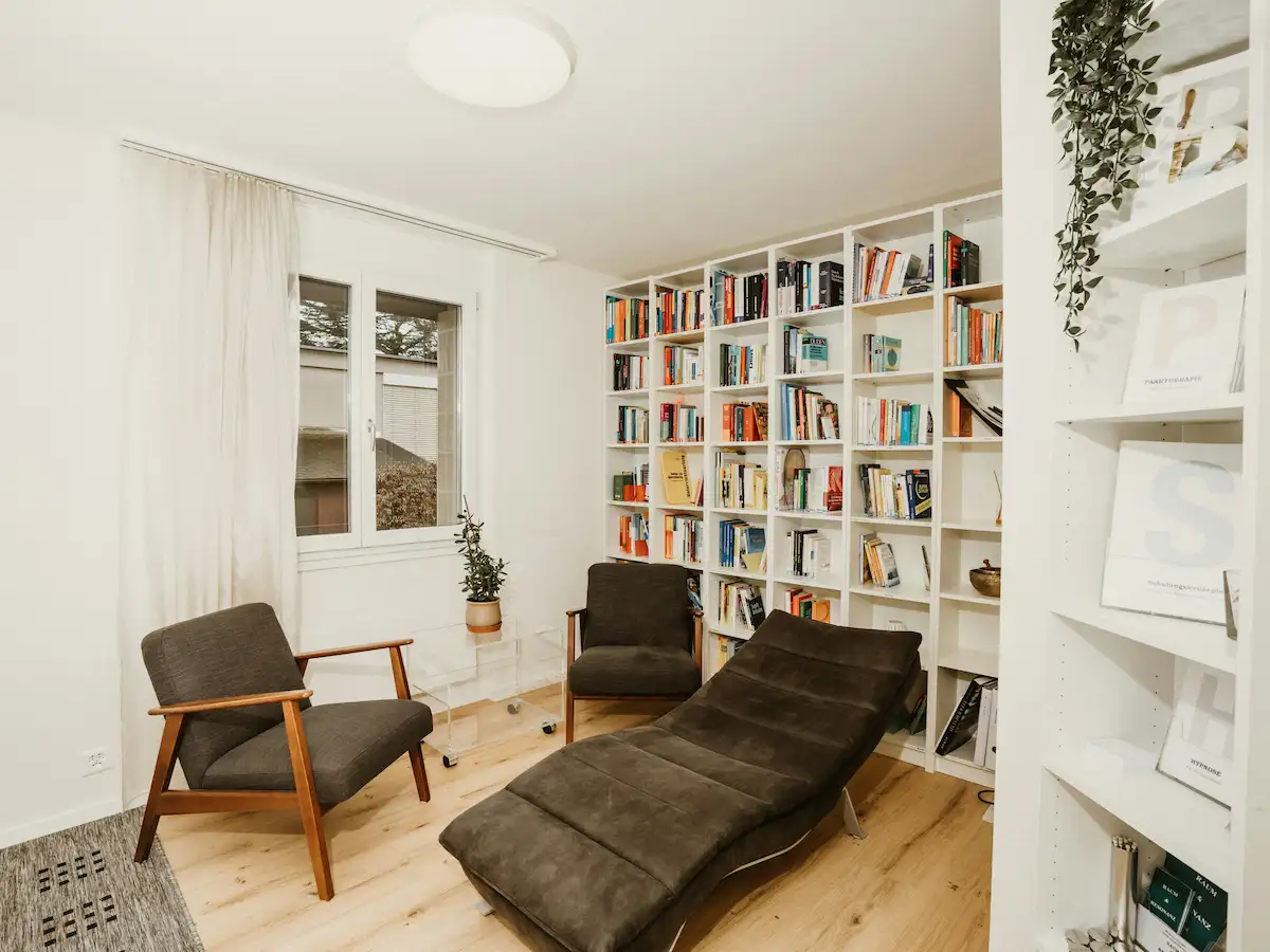 Comfortable professional office with a notebook and seating